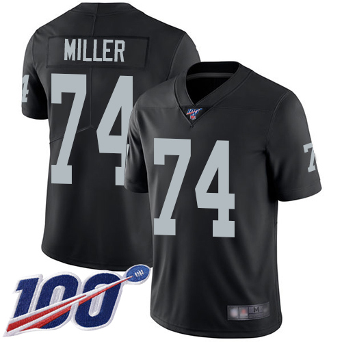 Men Oakland Raiders Limited Black Kolton Miller Home Jersey NFL Football 74 100th Season Vapor Jersey